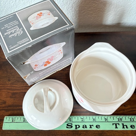 Galleria Collection Individual Covered Casserole 1985 Japan Stoneware Floral NIB - Picture 2 of 7